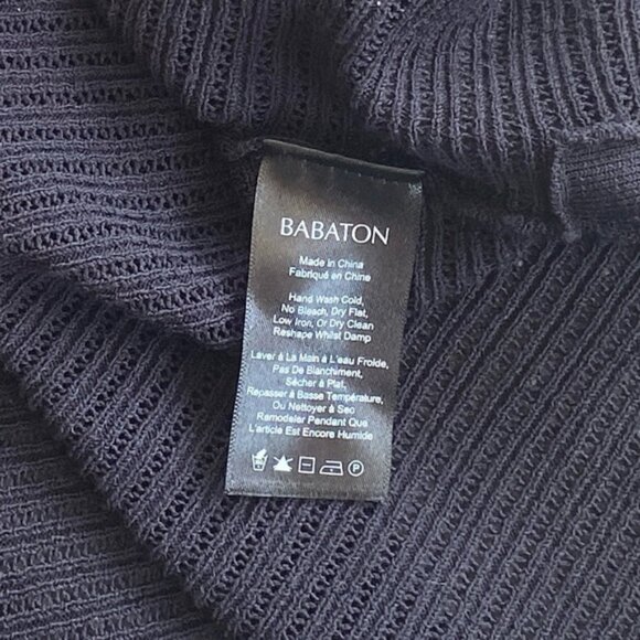 Aritzia Babaton "Donald" black hi low boxy oversized crop sweater top. Size L - Picture 9 of 11